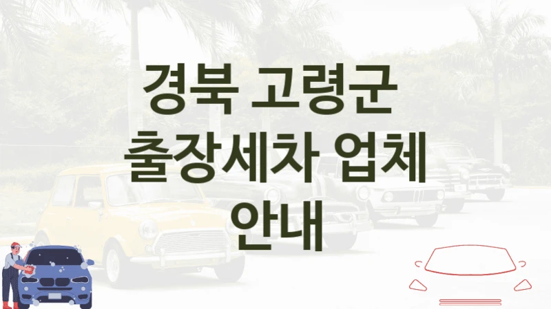 경북 고령군  출장세차 추천정보, 차량별 세차비용 안내